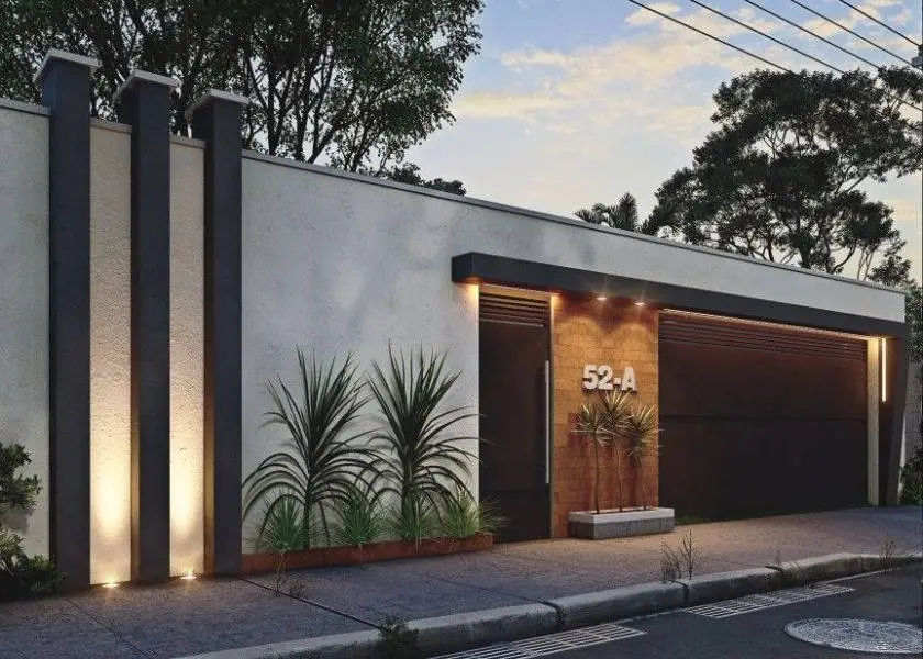 Model Pagar Tembok Warna Monokrom Minimalis